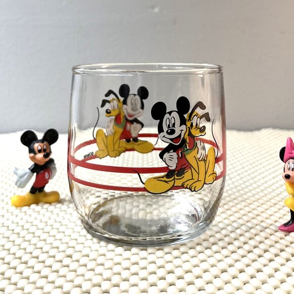Set 2 Vintage Anchor Hocking Disney Mickey Minnie Mouse Pluto Glass Tumbler - Picture 5 of 6